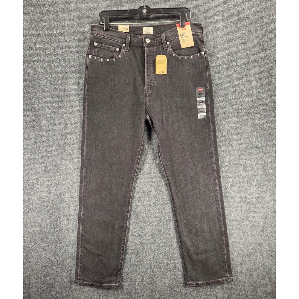 Levi's 501 Original High Rise Straight Leg Jeans Women's 32x30 Black Studded Y2K